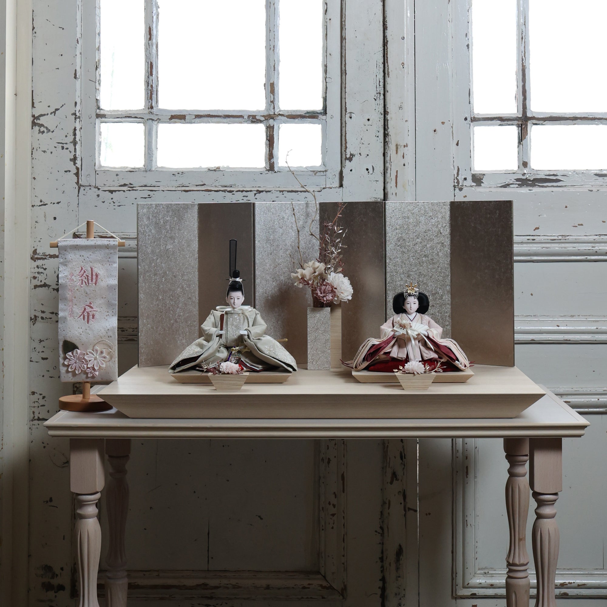 福（灰墨×桜）　fuku｜26雛人形出し飾り