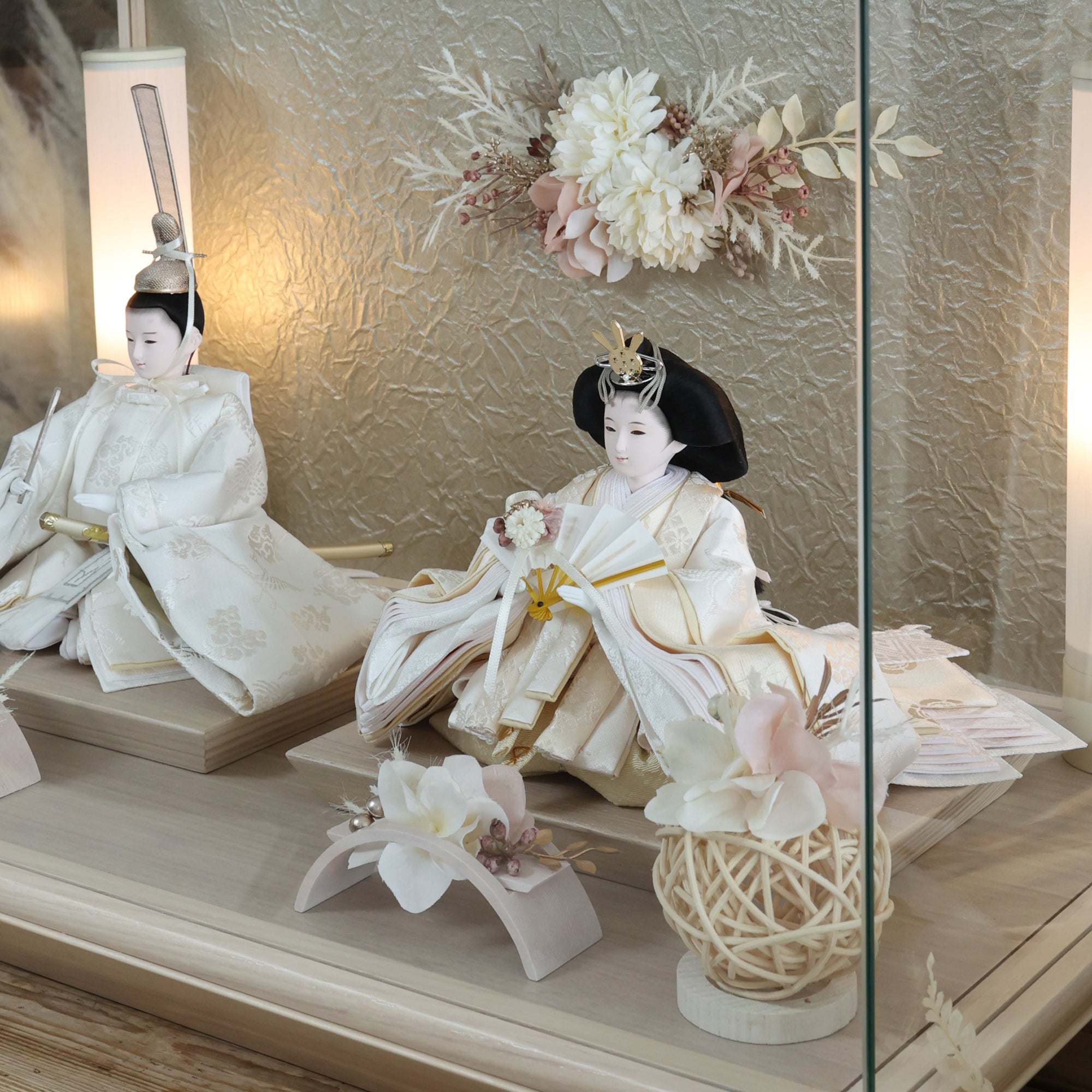【展示品限り】雛人形　ケース飾り　※閉店セール　K13 雛人形 六角アクリルケース 親王飾り【P89306】 高級感漂う