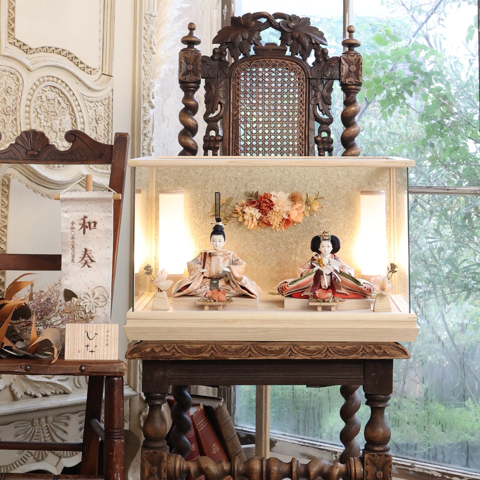 京都西陣袋帯　清水久遊作　柑香　kanka｜26雛人形ケース飾り