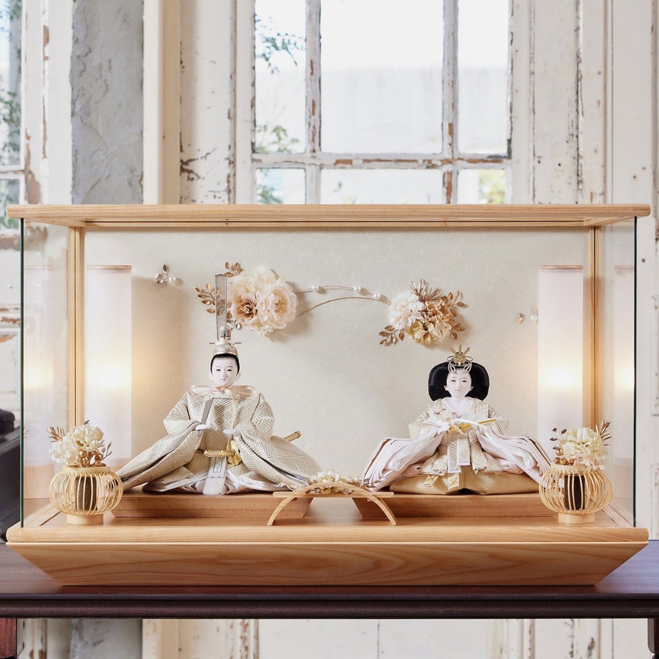 祈ドールの雛人形｜美月 願｜帯シリーズ京都西陣織｜ケース飾り